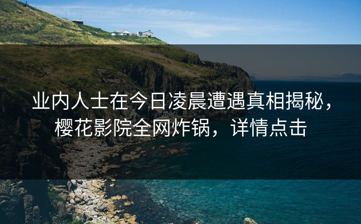 业内人士在今日凌晨遭遇真相揭秘，樱花影院全网炸锅，详情点击