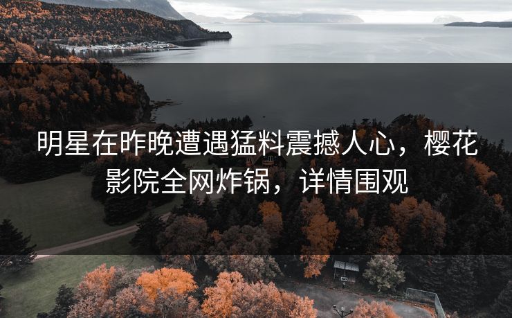 明星在昨晚遭遇猛料震撼人心，樱花影院全网炸锅，详情围观
