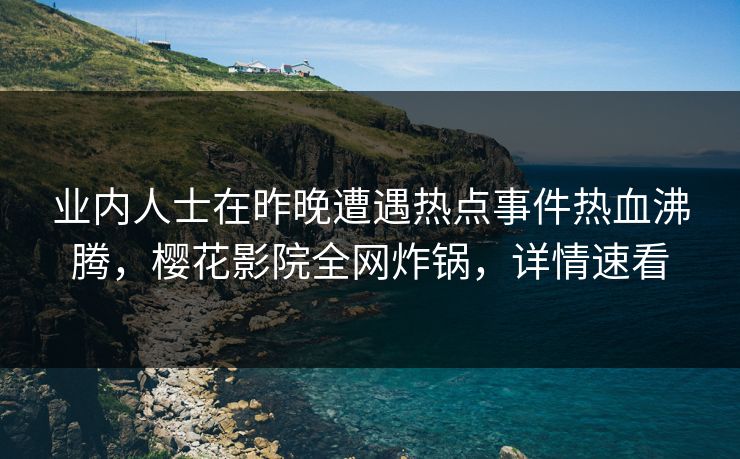 业内人士在昨晚遭遇热点事件热血沸腾，樱花影院全网炸锅，详情速看