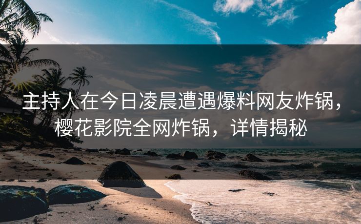 主持人在今日凌晨遭遇爆料网友炸锅，樱花影院全网炸锅，详情揭秘