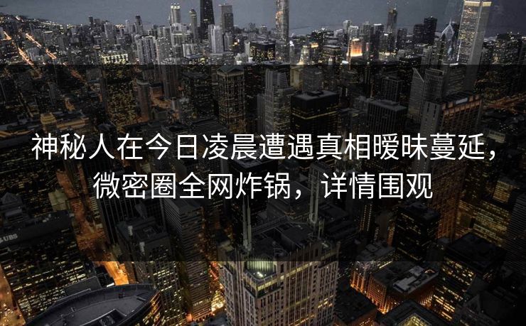 神秘人在今日凌晨遭遇真相暧昧蔓延，微密圈全网炸锅，详情围观